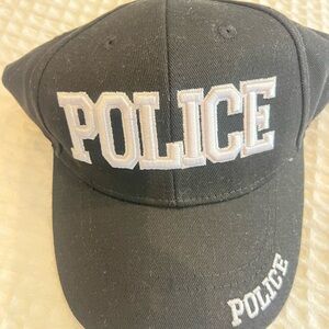 Amazon Black Baseball Cap with White POLICE Embroidery